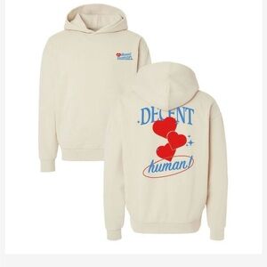 Be A Decent Human Cream Hoodie with Heart Design